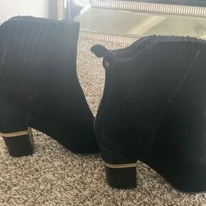 Black suede 3” heel booties - womens size 6